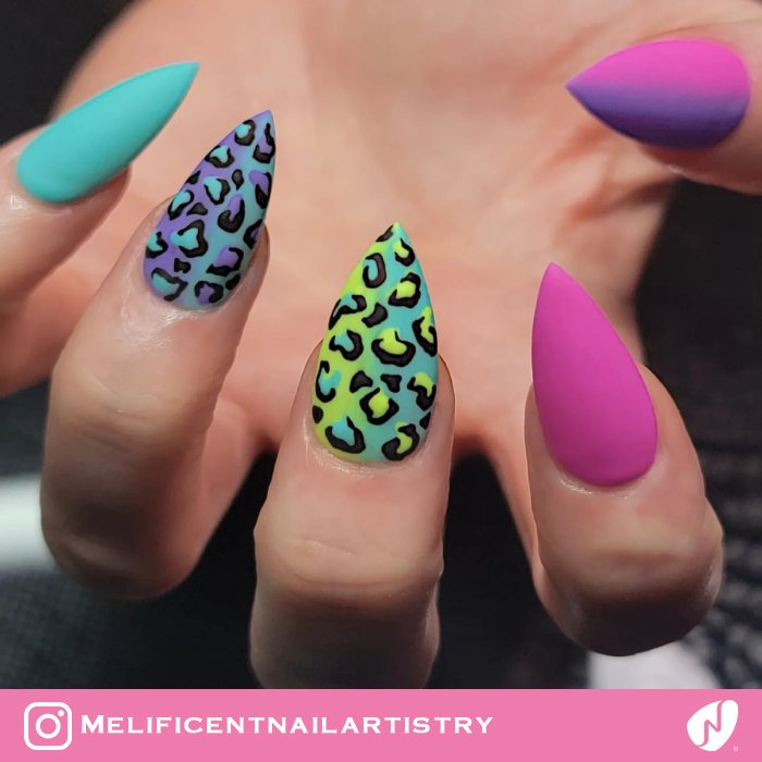 Matte Ombre Cheetah Nails